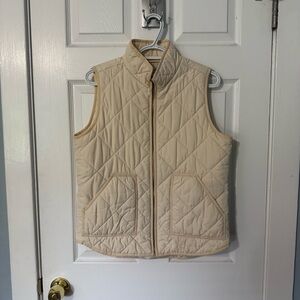 J. Crew Size Medium Cream Quilted Puffer Vest Jacket